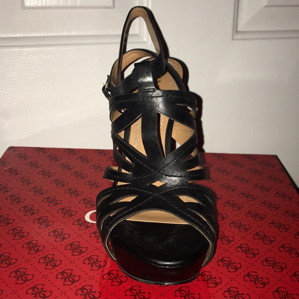 Guess Black Leather Sling heels